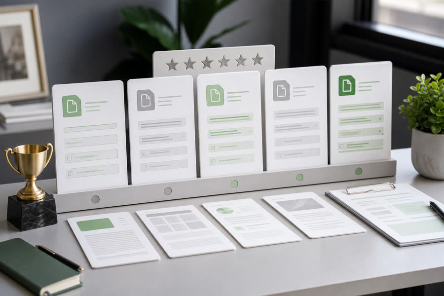 Comparison board for reviewing free PDF form fillers