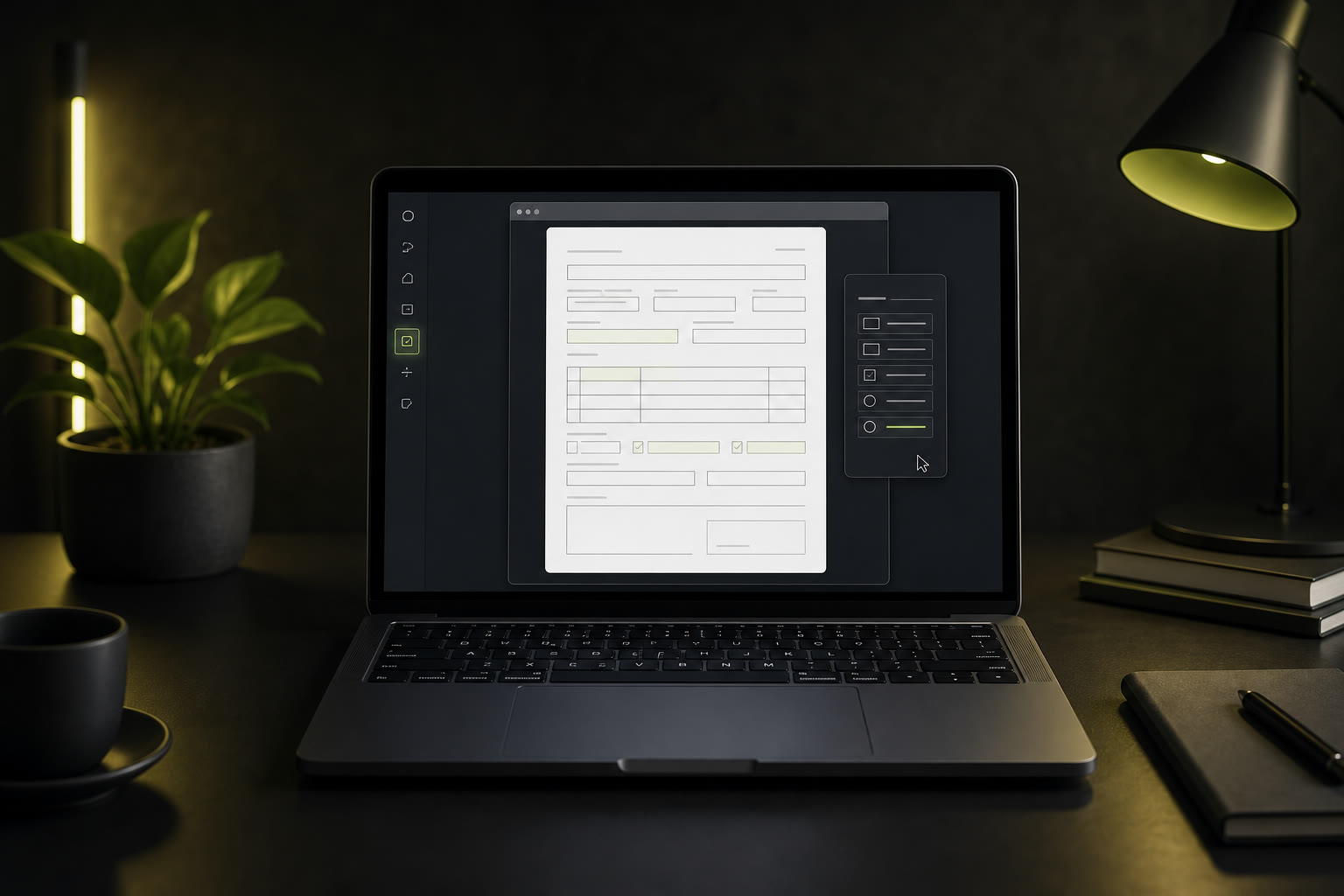 Filling a one-page PDF form quickly on a laptop