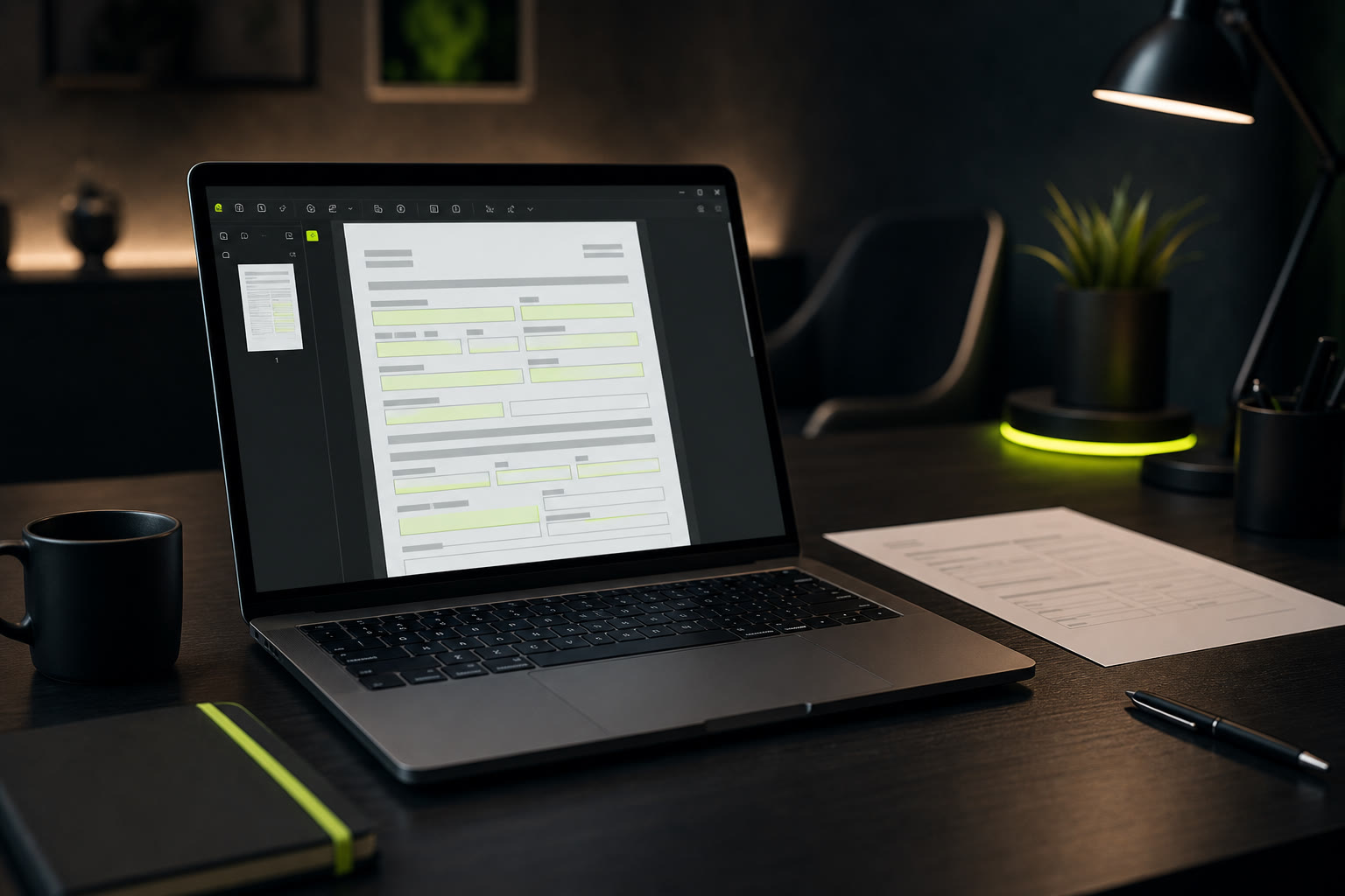 Filling a PDF form digitally on a laptop — no printer, no paper, no ink